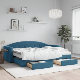 Sofá cama nido con cajones terciopelo azul 80x200 cm de vidaXL, Camas y somieres - Ref: Foro24-3197365, Precio: 475,71 €, Des...