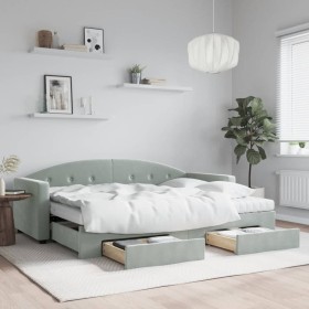 Sofá cama nido con cajones terciopelo gris claro 80x200 cm de vidaXL, Camas y somieres - Ref: Foro24-3197366, Precio: 454,90 ...