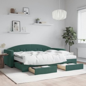 Sofá cama nido con cajones terciopelo verde oscuro 80x200 cm de vidaXL, Camas y somieres - Ref: Foro24-3197368, Precio: 452,3...