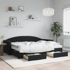 Trundle sofa bed with drawers black velvet 80x200 cm by vidaXL, Beds and slatted bases - Ref: Foro24-3197370, Price: 448,79 €...