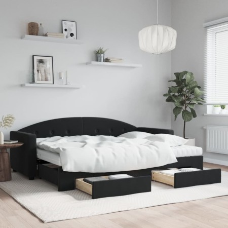 Sofá cama nido con cajones terciopelo negro 80x200 cm de vidaXL, Camas y somieres - Ref: Foro24-3197370, Precio: 447,62 €, De...