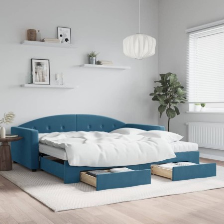 Sofá cama nido con cajones terciopelo azul 100x200 cm de vidaXL, Camas y somieres - Ref: Foro24-3197379, Precio: 463,70 €, De...