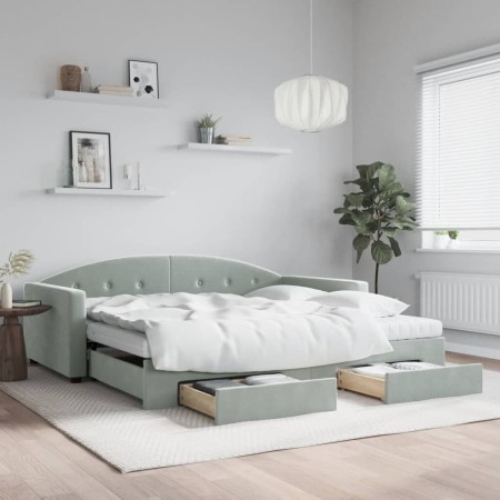 Sofá cama nido con cajones terciopelo gris claro 100x200 cm de vidaXL, Camas y somieres - Ref: Foro24-3197380, Precio: 480,25...