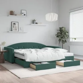 Sofá cama nido con cajones terciopelo verde oscuro 100x200 cm de vidaXL, Camas y somieres - Ref: Foro24-3197382, Precio: 470,...