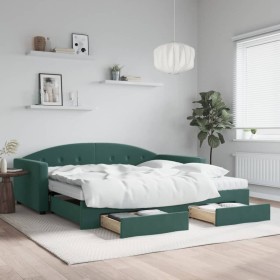 Sofá cama nido con cajones terciopelo verde oscuro 100x200 cm de vidaXL, Camas y somieres - Ref: Foro24-3197382, Precio: 471,...