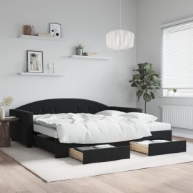 Sofá cama nido con cajones terciopelo negro 100x200 cm de vidaXL, Camas y somieres - Ref: Foro24-3197384, Precio: 486,84 €, D...