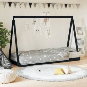 Children's bed frame made of black pine wood 80x200 cm by vidaXL, Cribs and beds for children - Ref: Foro24-834536, Price: 88...