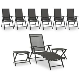 Juego de muebles de jardín 9 piezas negro y gris antracita de vidaXL, Conjuntos de jardín - Ref: Foro24-3070643, Precio: 419,...