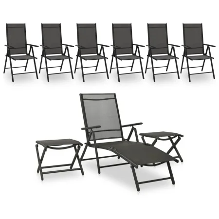 Juego de muebles de jardín 9 piezas negro y gris antracita de vidaXL, Conjuntos de jardín - Ref: Foro24-3070643, Precio: 419,...