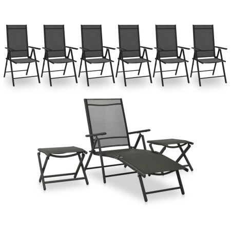 Juego de muebles de jardín 9 piezas negro y gris antracita de vidaXL, Conjuntos de jardín - Ref: Foro24-3070643, Precio: 426,...