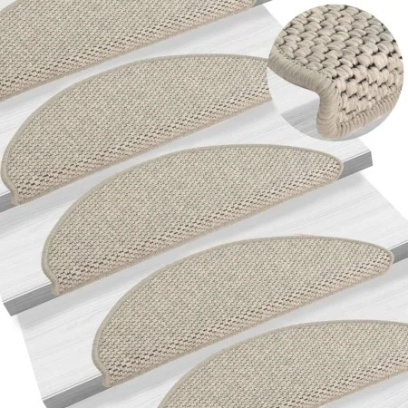 Alfombrillas autoadhesivas sisal 15 uds plateado 56x17x3 cm de vidaXL, Alfombrillas para escalones - Ref: Foro24-326871, Prec...