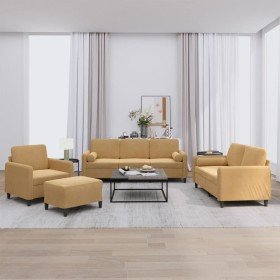 Juego de sofás con cojines 4 piezas terciopelo marrón en Sofás | Comprar online en Foru.es