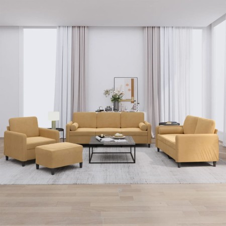 Juego de sofás con cojines 4 piezas terciopelo marrón en Sofás | Comprar online en Foru.es