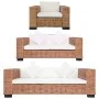 3-teilige Sofagarnitur aus natürlichem Rattan mit Kissen von vidaXL, Sofas - Ref: Foro24-278624, Preis: 1,00 €, Rabatt: %