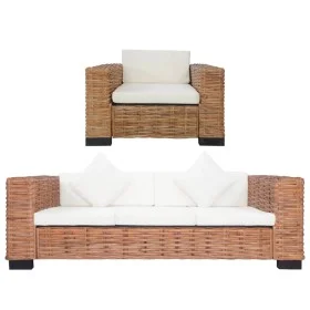 Juego de sofás con cojines 2 piezas de ratán natural de vidaXL, Sofás - Ref: Foro24-278625, Precio: 1,00 €, Descuento: %