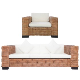 Juego de sofás con cojines 2 piezas de ratán natural de vidaXL, Sofás - Ref: Foro24-278625, Precio: 1,00 €, Descuento: %