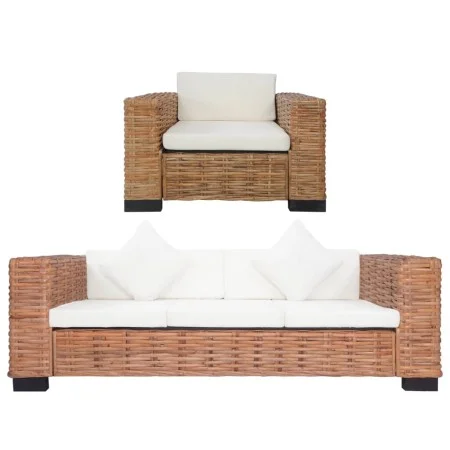 Juego de sofás con cojines 2 piezas de ratán natural de vidaXL, Sofás - Ref: Foro24-278625, Precio: 1,00 €, Descuento: %