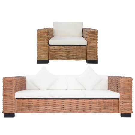 Juego de sofás con cojines 2 piezas de ratán natural de vidaXL, Sofás - Ref: Foro24-278625, Precio: 1,00 €, Descuento: %
