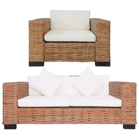 Juego de sofás con cojines 2 piezas de ratán natural de vidaXL, Sofás - Ref: Foro24-278622, Precio: 1,00 €, Descuento: %