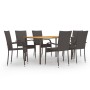 Set de muebles de comedor de jardín 7 piezas de ratán marrón de vidaXL, Conjuntos de jardín - Ref: Foro24-3072494, Precio: 43...