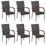 Set de muebles de comedor de jardín 7 piezas de ratán marrón de vidaXL, Conjuntos de jardín - Ref: Foro24-3072494, Precio: 43...