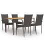 Set de muebles de comedor de jardín 5 piezas de ratán marrón de vidaXL, Conjuntos de jardín - Ref: Foro24-3072491, Precio: 36...