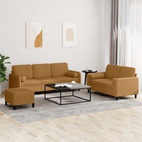 Juego de sofás con cojines 3 piezas terciopelo marrón en Sofás | Comprar online en Foru.es