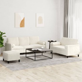 Juego de sofás con cojines 3 piezas terciopelo crema en Sofás | Comprar online en Foru.es