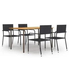 Set de muebles de comedor de jardín 5 piezas ratán PE negro de vidaXL, Conjuntos de jardín - Ref: Foro24-3072497, Precio: 238...