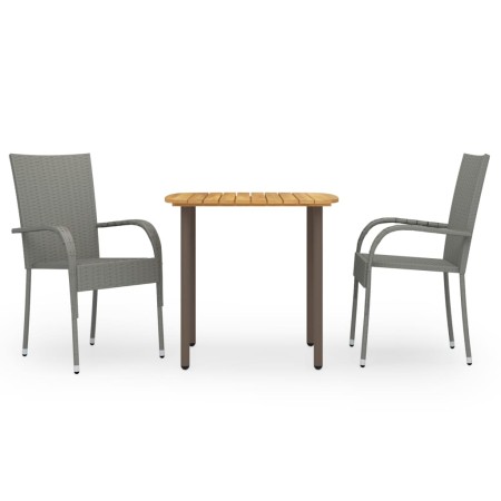 Set de comedor de jardín 3 pzas ratán sintético gris de vidaXL, Conjuntos de jardín - Ref: Foro24-3072483, Precio: 221,73 €, ...