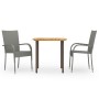 Set de comedor de jardín 3 pzas ratán sintético gris de vidaXL, Conjuntos de jardín - Ref: Foro24-3072483, Precio: 221,73 €, ...