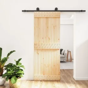 Puerta corredera con herrajes madera maciza de pino 80x210 cm de vidaXL, Puertas - Ref: Foro24-3203065, Precio: 174,42 €, Des...
