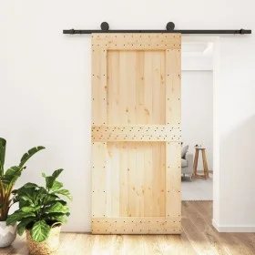 Schiebetür mit Beschlägen aus massivem Kiefernholz, 95 x 210 cm von vidaXL, Türen - Ref: Foro24-3203074, Preis: 202,51 €, Rab...