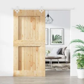 Puerta corredera con herrajes madera maciza de pino 100x210 cm de vidaXL, Puertas - Ref: Foro24-3203190, Precio: 225,28 €, De...