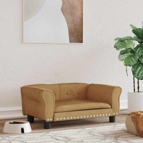 Cama para perros de terciopelo marrón 70x45x30 cm en Camas para perros | Comprar online en Foru.es