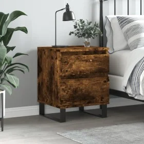Mesita de noche madera de ingeniería roble ahumado 40x35x50 cm de vidaXL, Mesitas de noche - Ref: Foro24-830694, Precio: 45,9...