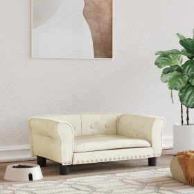 Cama para perros de terciopelo crema 70x45x30 cm en Camas para perros | Comprar online en Foru.es