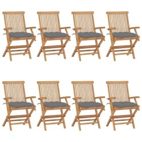 Garden chairs 8 pcs solid teak wood with gray cushions by vidaXL, Garden chairs - Ref: Foro24-3072905, Price: 605,70 €, Disco...