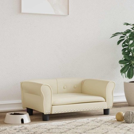 Cama para perros de cuero sintético crema 70x45x30 cm en Camas para perros | Comprar online en Foru.es