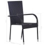 Set de muebles de comedor de jardín 5 piezas de ratán negro de vidaXL, Conjuntos de jardín - Ref: Foro24-3072492, Precio: 359...