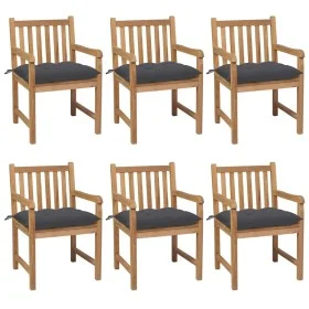 Sillas de jardín 6 uds madera maciza de teca cojines antracita de vidaXL, Sillas de jardín - Ref: Foro24-3073046, Precio: 872...