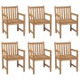 Sillas de jardín 6 uds madera maciza de teca cojines antracita de vidaXL, Sillas de jardín - Ref: Foro24-3073046, Precio: 1,0...