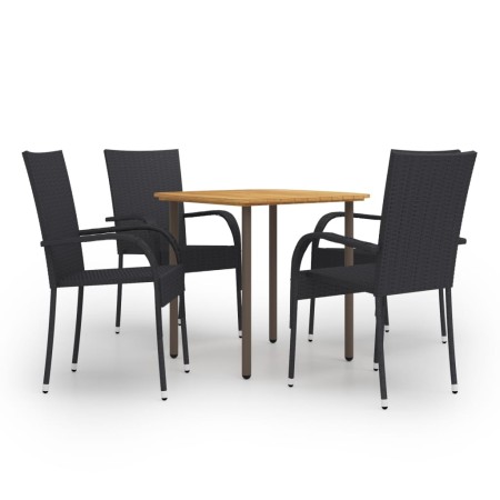 Set de muebles de comedor de jardín 5 piezas ratán PE negro de vidaXL, Conjuntos de jardín - Ref: Foro24-3072485, Precio: 320...