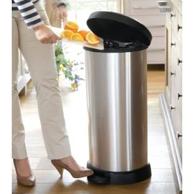 Curver Papelera de pedal Deco con forma D plateado 40 L de Curver, Cubos de la basura y papeleras - Ref: Foro24-443826, Preci...
