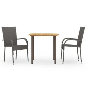 Set de comedor de jardín 3 pzas ratán sintético marrón de vidaXL, Conjuntos de jardín - Ref: Foro24-3072481, Precio: 212,90 €...