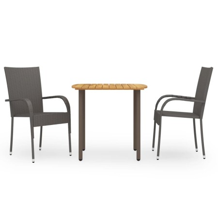Set de comedor de jardín 3 pzas ratán sintético marrón de vidaXL, Conjuntos de jardín - Ref: Foro24-3072481, Precio: 216,00 €...