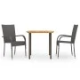 Set de comedor de jardín 3 pzas ratán sintético marrón de vidaXL, Conjuntos de jardín - Ref: Foro24-3072481, Precio: 212,90 €...