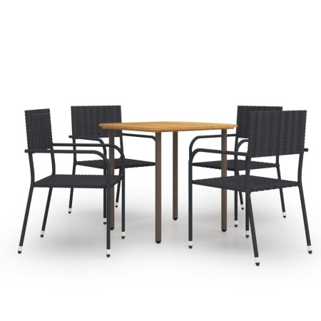 Set de muebles de comedor de jardín 5 piezas de ratán negro de vidaXL, Conjuntos de jardín - Ref: Foro24-3072489, Precio: 217...