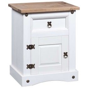 Mesita de noche Corona Range pino mexicano blanco 53x39x66 cm de vidaXL, Mesitas de noche - Ref: Foro24-282618, Precio: 79,74...