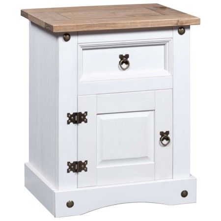 Mesita de noche Corona Range pino mexicano blanco 53x39x66 cm de vidaXL, Mesitas de noche - Ref: Foro24-282618, Precio: 79,74...